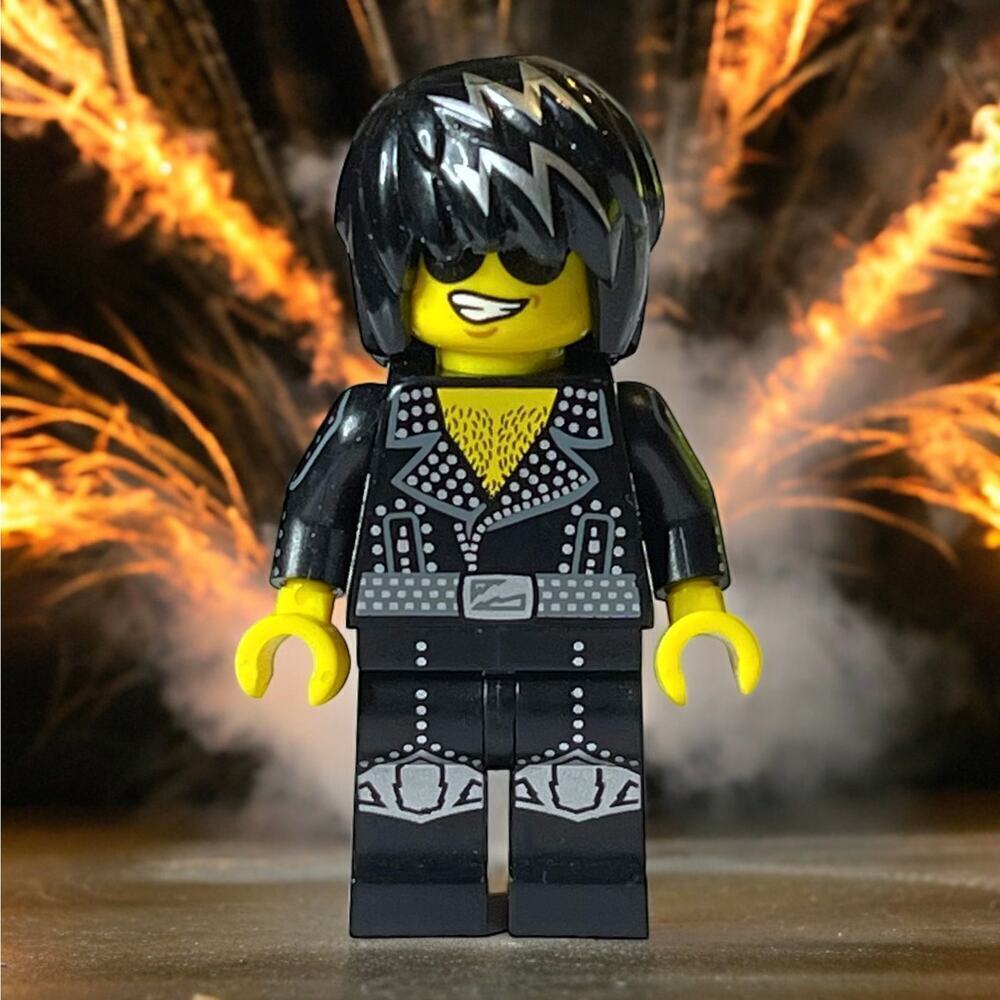 LEGO Minifigure Rockstar Rocker Black Silver Collectible Series No Guitar
